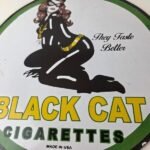 Vintage Black Cat Cigarettes Pin Up Porcelain Sign – Catwoman Sign - Image 4