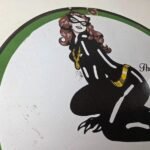 Vintage Black Cat Cigarettes Pin Up Porcelain Sign – Catwoman Sign - Image 5
