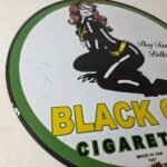 Vintage Black Cat Cigarettes Pin Up Porcelain Sign – Catwoman Sign - Image 6