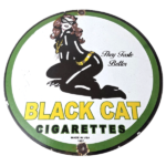 Vintage Black Cat Cigarettes Pin Up Porcelain Sign – Catwoman Sign - Image 2