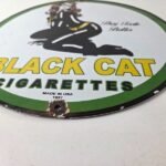 Vintage Black Cat Cigarettes Pin Up Porcelain Sign – Catwoman Sign - Image 10