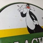 Vintage Black Cat Cigarettes Sign – Porcelain Tobacco Advertisement Gas Sign - Image 5