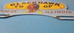 Vintage Blackhawk Sign Topper – Co Op IL Indian Porcelain License Plate Topper - Image 11