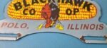 Vintage Blackhawk Sign Topper – Co Op IL Indian Porcelain License Plate Topper - Image 12
