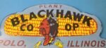 Vintage Blackhawk Sign Topper – Co Op IL Indian Porcelain License Plate Topper - Image 13