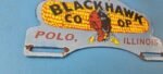 Vintage Blackhawk Sign Topper – Co Op IL Indian Porcelain License Plate Topper - Image 6