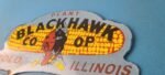 Vintage Blackhawk Sign Topper – Co Op IL Indian Porcelain License Plate Topper - Image 8
