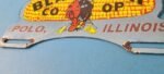 Vintage Blackhawk Sign Topper – Co Op IL Indian Porcelain License Plate Topper - Image 10