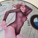 Vintage BMW Sign – Motorcycle Gas Pump Service Auto Porcelain Sign - Image 3