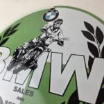 Vintage BMW Sign – Porcelain Motorcycle Gas Pump Service Auto Sign - Image 12