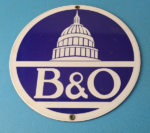 Vintage B&O Railway Sign – Railroad Porcelain Gas Pump Train Station Sign