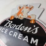 Vintage Bordens Ice Cream Porcelain Sign – Dairy Cow Milk Service Gas Pump Sign - Image 12