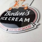Vintage Bordens Ice Cream Porcelain Sign – Dairy Cow Milk Service Gas Pump Sign - Image 13