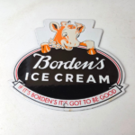 Vintage Bordens Ice Cream Porcelain Sign – Dairy Cow Milk Service Gas Pump Sign - Image 15