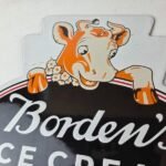 Vintage Bordens Ice Cream Porcelain Sign – Dairy Cow Milk Service Gas Pump Sign - Image 3