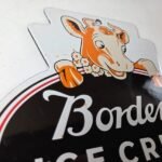 Vintage Bordens Ice Cream Porcelain Sign – Dairy Cow Milk Service Gas Pump Sign - Image 5