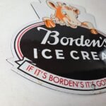 Vintage Bordens Ice Cream Porcelain Sign – Dairy Cow Milk Service Gas Pump Sign - Image 6