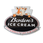Vintage Bordens Ice Cream Porcelain Sign – Dairy Cow Milk Service Gas Pump Sign - Image 2