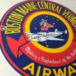 Vintage Boston Maine Airways Porcelain Sign – Pilot Plane Aviation Sign - Image 6