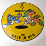 Vintage Browning Porcelain Sign – Firearms Rifles Shotguns Ammo Gas Pump Sign - Image 15