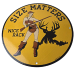 Vintage Browning Rifles Sign – Size Matters Deer Hunting Guns Porcelain Gas Sign