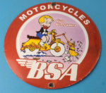 Vintage BSA Motorcycle Sign – Motor Bike Cartoon Gas Pump Service Porcelain Sign - Image 2