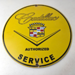 Vintage Cadillac Service Sign – Gas Dealership Sales Automobiles Porcelain Sign - Image 15