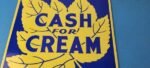 VINTAGE CASH FOR CREAM PORCELAIN GENERAL STORE SERVICE STATION PUMP PLATE SIGN - Image 3