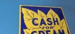 VINTAGE CASH FOR CREAM PORCELAIN GENERAL STORE SERVICE STATION PUMP PLATE SIGN - Image 5