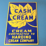 VINTAGE CASH FOR CREAM PORCELAIN GENERAL STORE SERVICE STATION PUMP PLATE SIGN