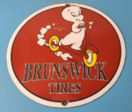 Vintage Casper Ghost Porcelain Sign – Brunswick Tires Gasoline Pump Plate Sign