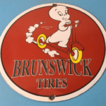 Vintage Casper Ghost Porcelain Sign – Brunswick Tires Gasoline Pump Plate Sign