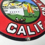 Vintage Catalina Island California Sign – Gas Pump Porcelain Advertising Sign - Image 11