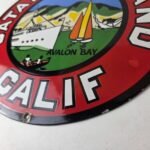 Vintage Catalina Island California Sign – Gas Pump Porcelain Advertising Sign - Image 14