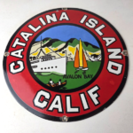 Vintage Catalina Island California Sign – Gas Pump Porcelain Advertising Sign - Image 15