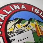 Vintage Catalina Island California Sign – Gas Pump Porcelain Advertising Sign - Image 5