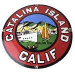 Vintage Catalina Island California Sign – Gas Pump Porcelain Advertising Sign