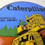 Vintage Caterpillar Sign – Automobilia Tractors Service Gas Pump Porcelain Sign - Image 5