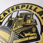 Vintage Caterpillar Sign – Bulldozer Cat Sales Service Gas Porcelain Sign - Image 12