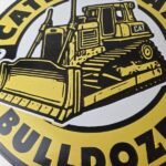 Vintage Caterpillar Sign – Bulldozer Cat Sales Service Gas Porcelain Sign - Image 4