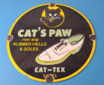 Vintage Cats Paw Shoes Sign – Porcelain Cat Tex Gas Service Pump Sign
