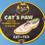 Vintage Cats Paw Shoes Sign – Porcelain Cat Tex Gas Service Pump Sign