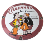 Vintage Chapman's Ice Cream Sign – Porcelain Gas Pump Diner Store Sign - Image 2