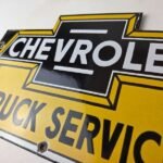 Vintage Chevrolet Advertising Sign – Porcelain Bow Tie Garage Auto Sign - Image 12