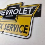 Vintage Chevrolet Advertising Sign – Porcelain Bow Tie Garage Auto Sign - Image 13