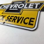 Vintage Chevrolet Advertising Sign – Porcelain Bow Tie Garage Auto Sign - Image 14