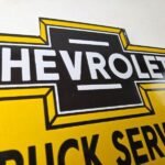 Vintage Chevrolet Advertising Sign – Porcelain Bow Tie Garage Auto Sign - Image 5