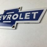 Vintage Chevrolet Bowtie Porcelain Sign – Blue White Logo Emblem Sign - Image 13