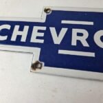 Vintage Chevrolet Bowtie Porcelain Sign – Blue White Logo Emblem Sign - Image 3