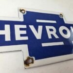 Vintage Chevrolet Bowtie Porcelain Sign – Blue White Logo Emblem Sign - Image 5